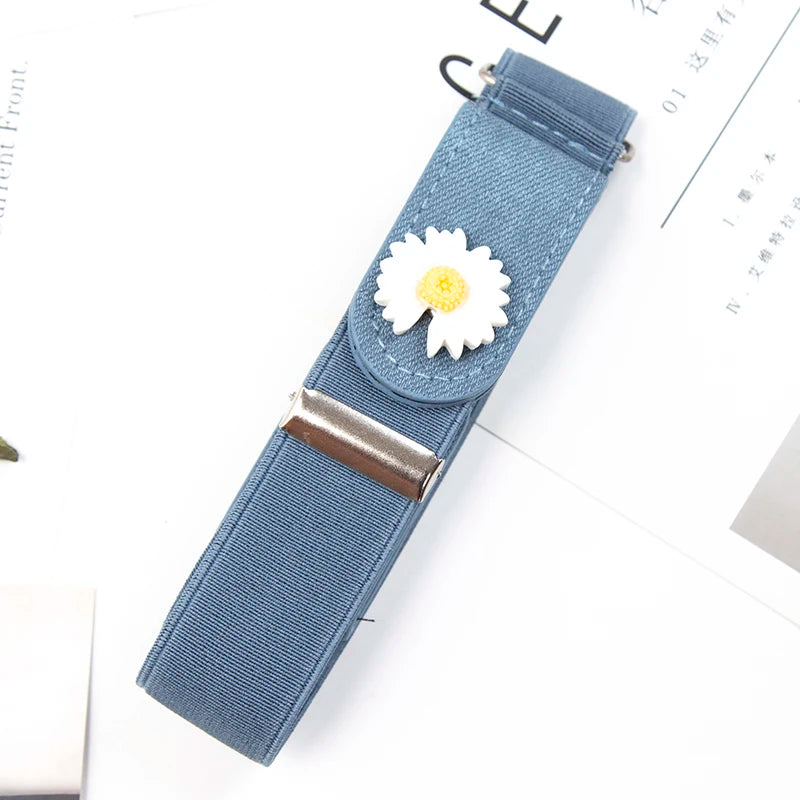 Women Girls Belt Buckle-free Elastic Invisible Jeans Without Buckle Qme