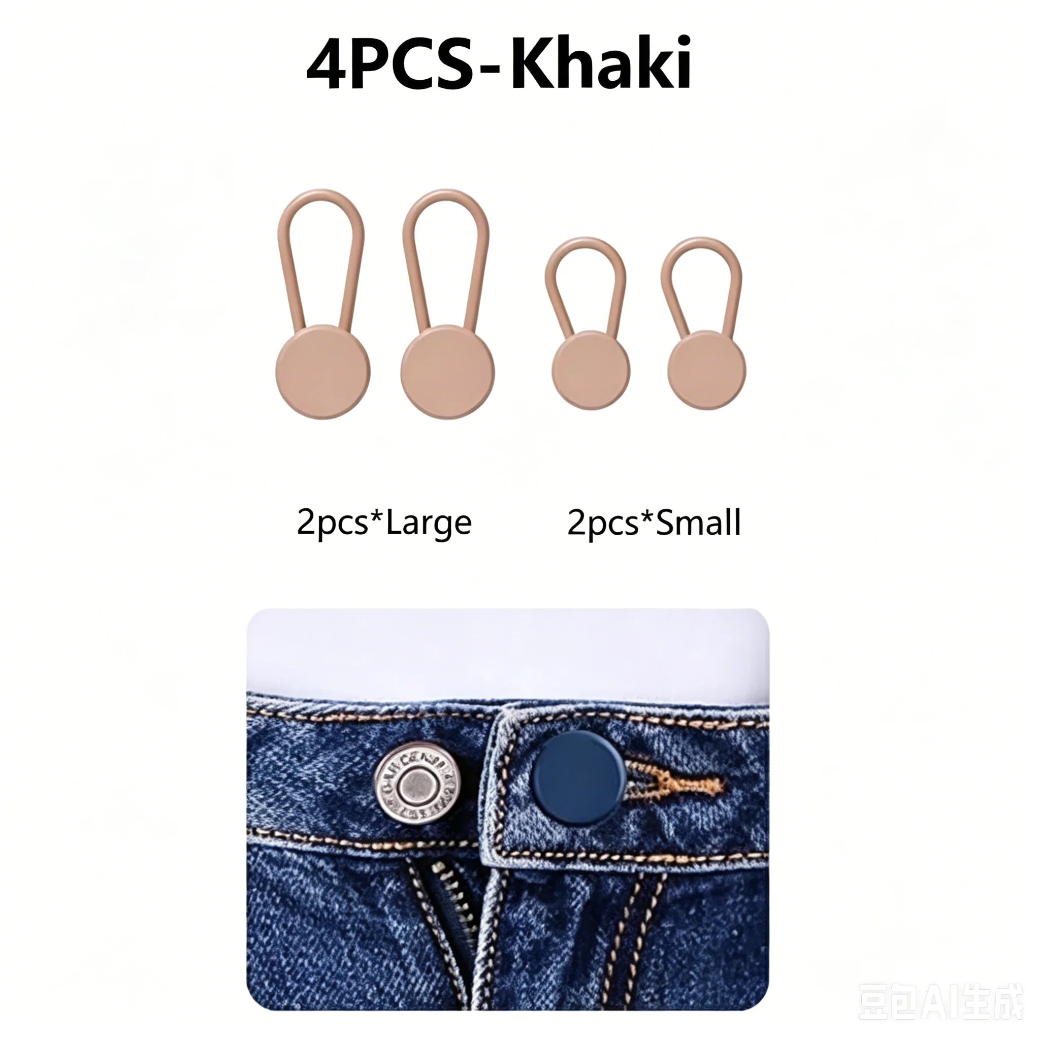 A 4/12PCS Flexible Waist Extenders for Jeans Pants Adjustable Pants Button Expanders Unisex No-Sew Instant Pant Waist Extenders Qme 4Pcs-Khaki