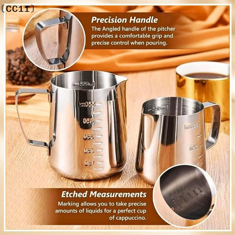 Stainless Steel Milk Frother Jug Coffee Frothing Latte Pitcher Qme