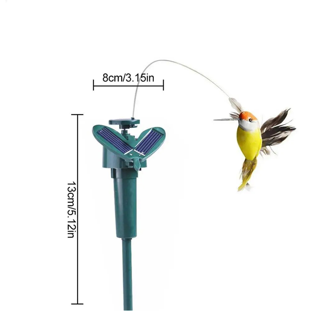 Hummingbird Solar Solar Powered Flying Hummingbird Funny Solar or Battery Powered Toy Wobble Fluttering Bird for Garden Yard Qme Random Color