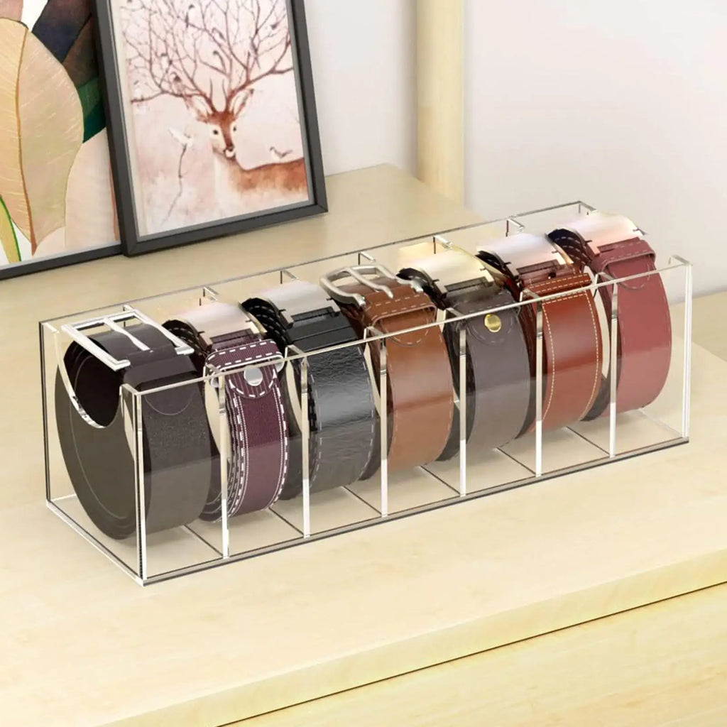 C Men Acrylic Belt Holder Organizer Clear Display Case Multi-purpose Qme