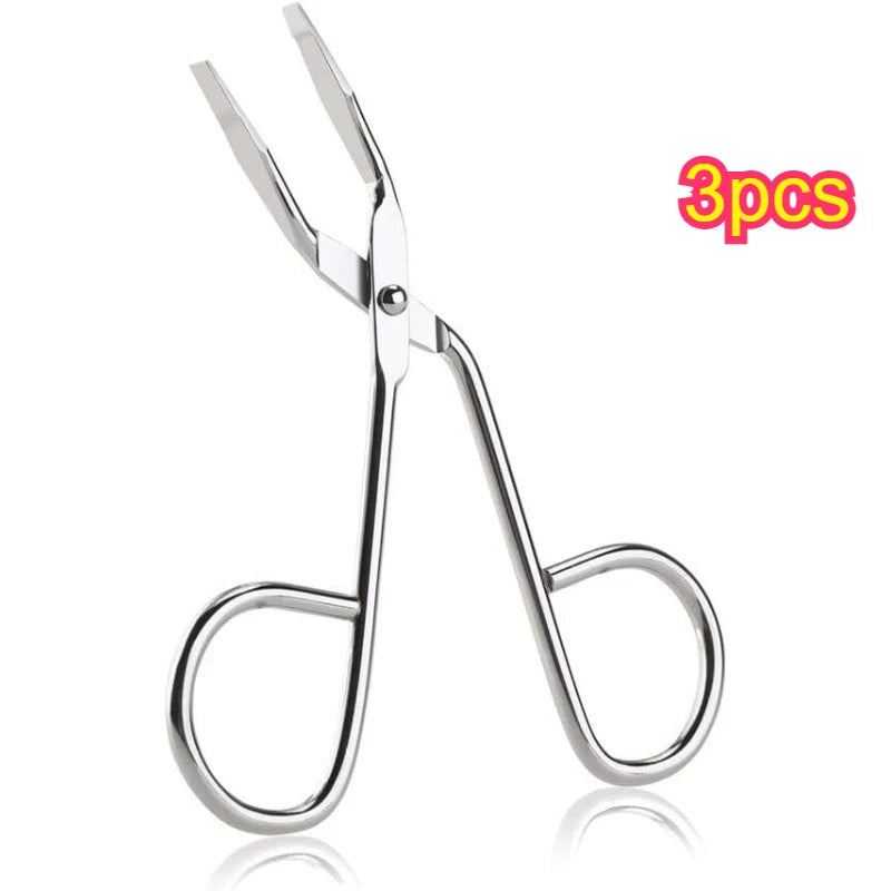 Stainless Steel Eyebrow Scissors,Elbow Pliers Clip Scissors,Flat Tip Tweezers Hair Plucker Hair Removal, Shave and Hair Removal Qme 3pcs