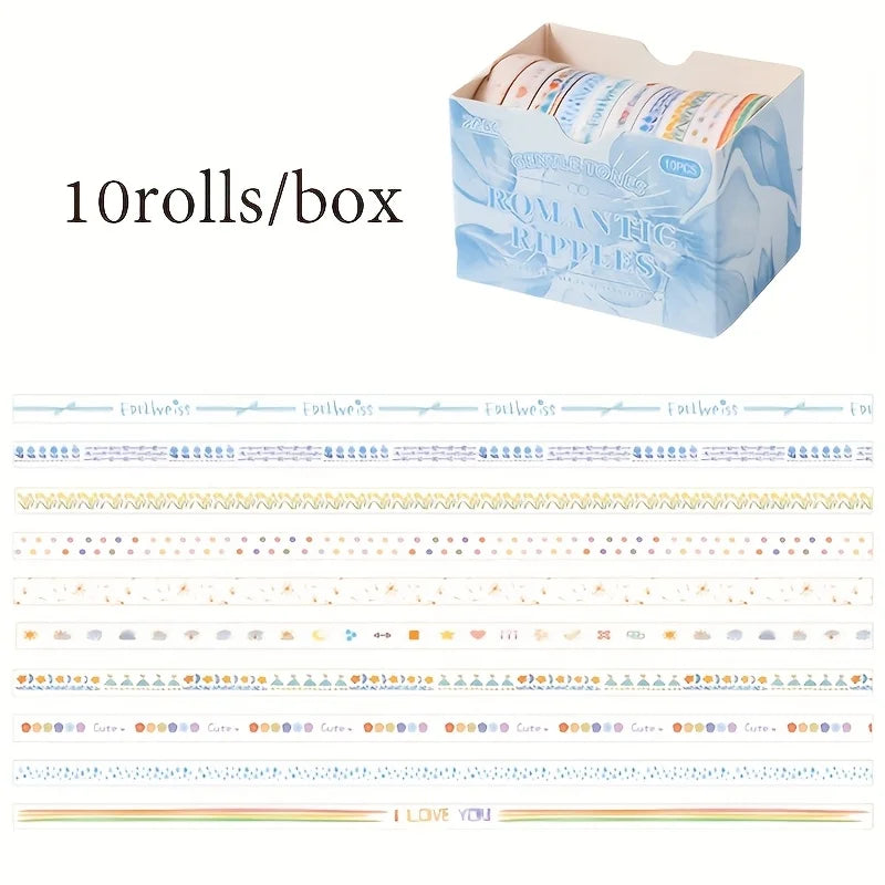 10 Roll/Box Tape Gentle Color Series Tape Cutting Pasting Thin Stickers Album Diary Decoration Phone Case Cup Diary Decoration Qme 4