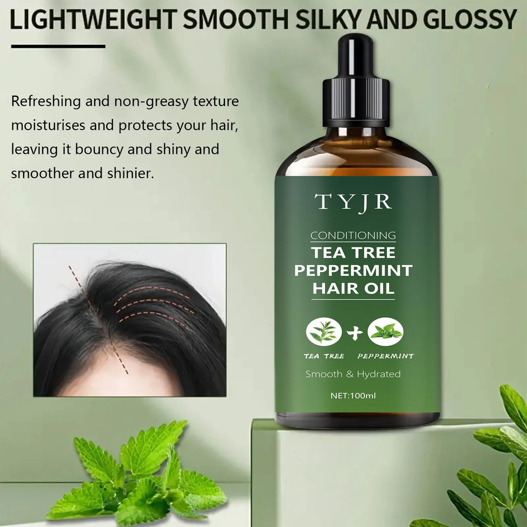 Tea tree peppermint oil for skin care, massage, shower, diffuser relaxing essential oil for face, body, nails, hair, eyelashes Qme