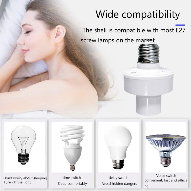 E27 Radar Induction Lamp Holder White Ceiling Light Bulb Fixing Base Qme