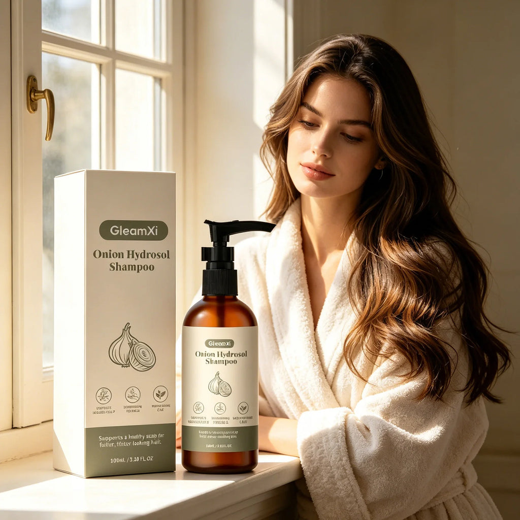 Gleamxi Onion Shampoo Lasting Moisturizing Frizz Damaged Hairs Repair Qme