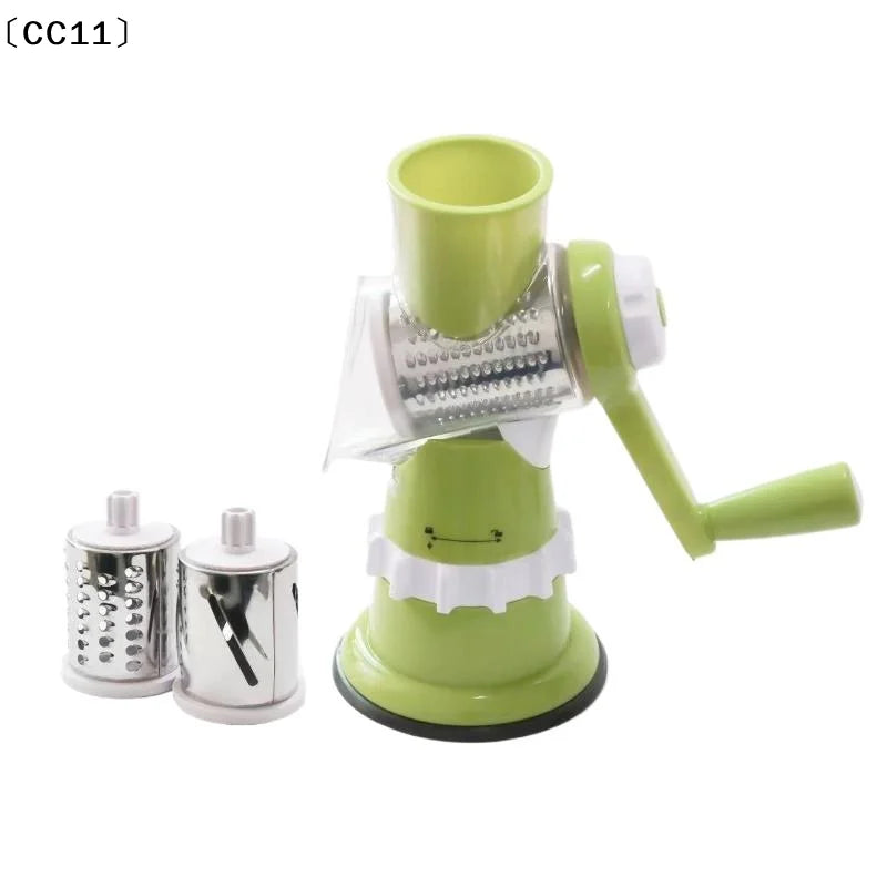 Manual Rotary Cheese Grater 3 Interchangeable Stainless Steel Blades Qme