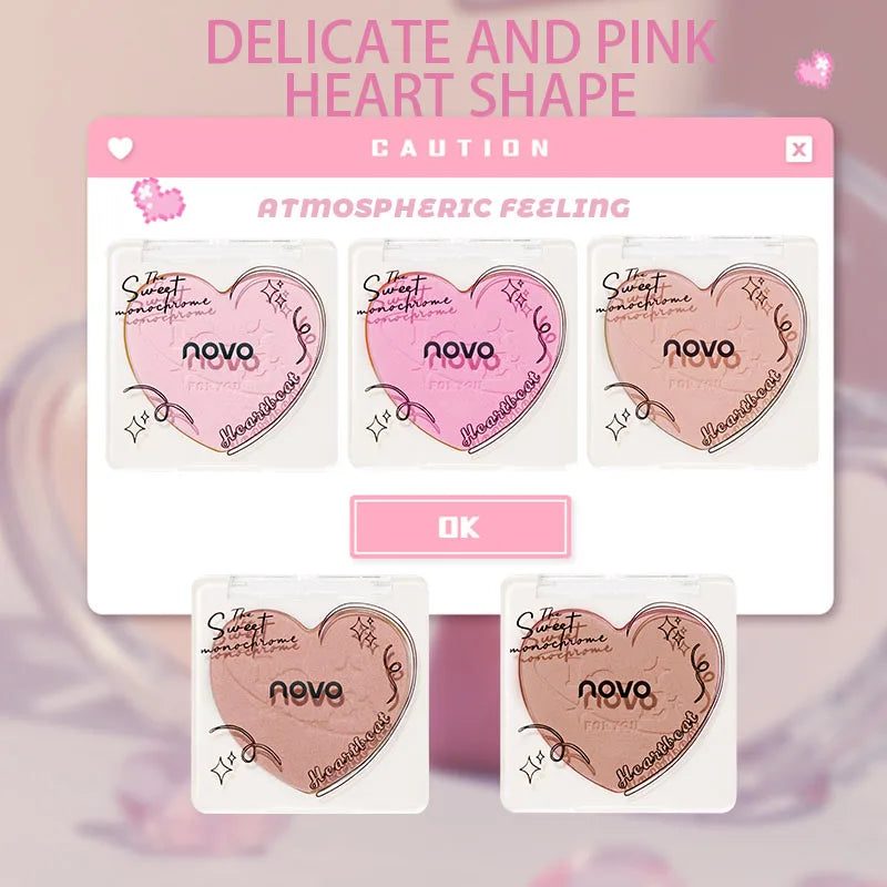 Heart-Shaped Korean style Powder Blush, Soft Matte Finish with Subtle Shimmer, Blendable & Buildable, Lightweight & Long-Lasting Qme