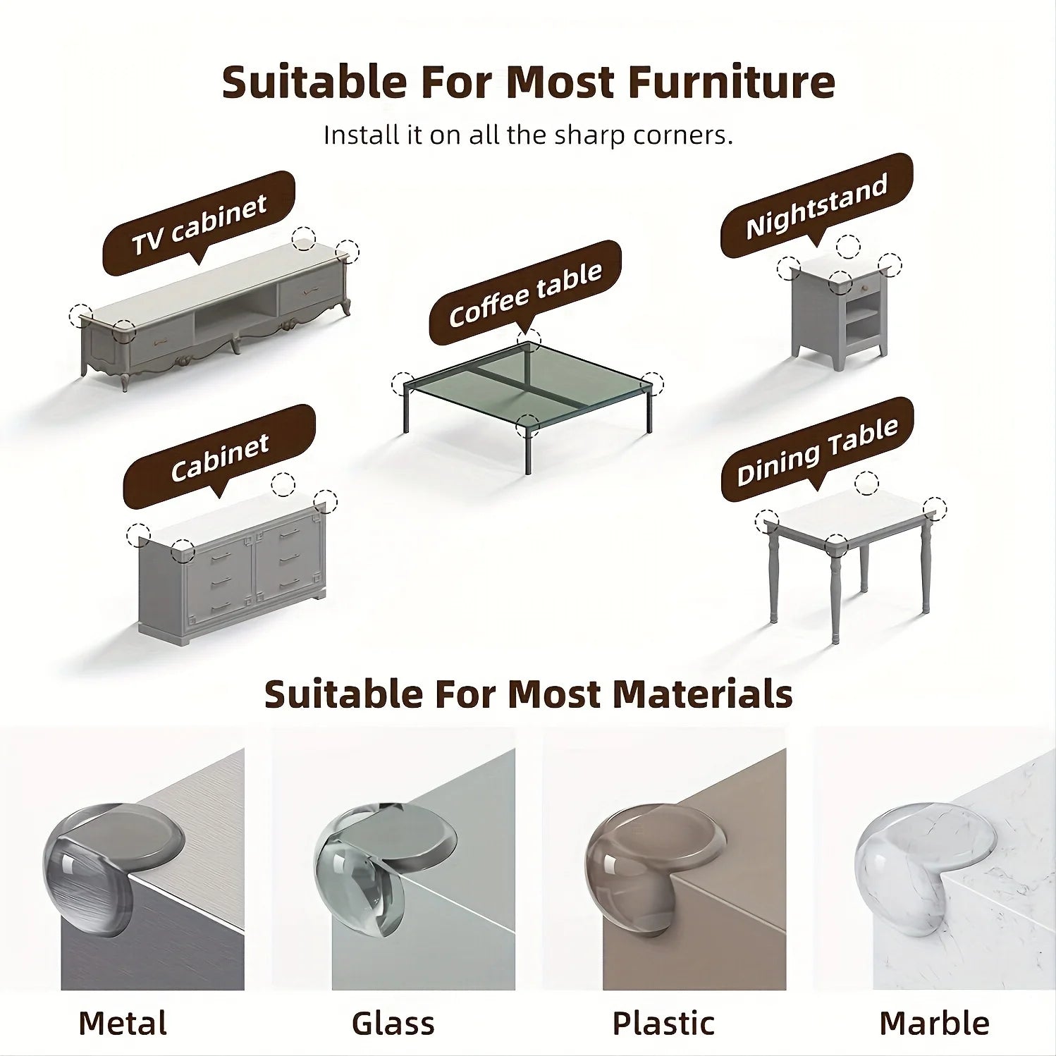 10Pcs Soft and Durable Rubber Corner Protectors Safe from Table Corners child safety Edge Protection Cover Qme