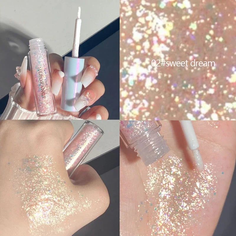 Glitter Highlighter Liquid Eye Shadow Eyeliner Durable Waterproof Gold Shimmer And Shine Eye Silkworm Pencil Makeup Beauty Tool Qme 1pcs 02