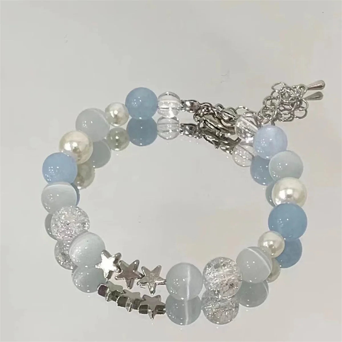 Cute Design Star Chain Tassel Bracelet for Women Fantasy Blue Crystal Beads Elastic Rope Bracelet Best Friend Jewelry Gifts Qme 2 17cm
