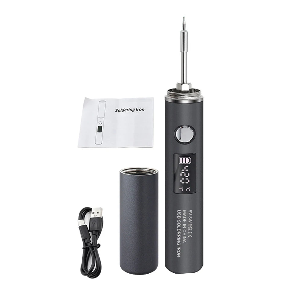 1 X Digital Display Soldering Iron Kit Adjustable Temperature Quick Heat-Up USB Powered With LCD Screen Portable Cordless Qme