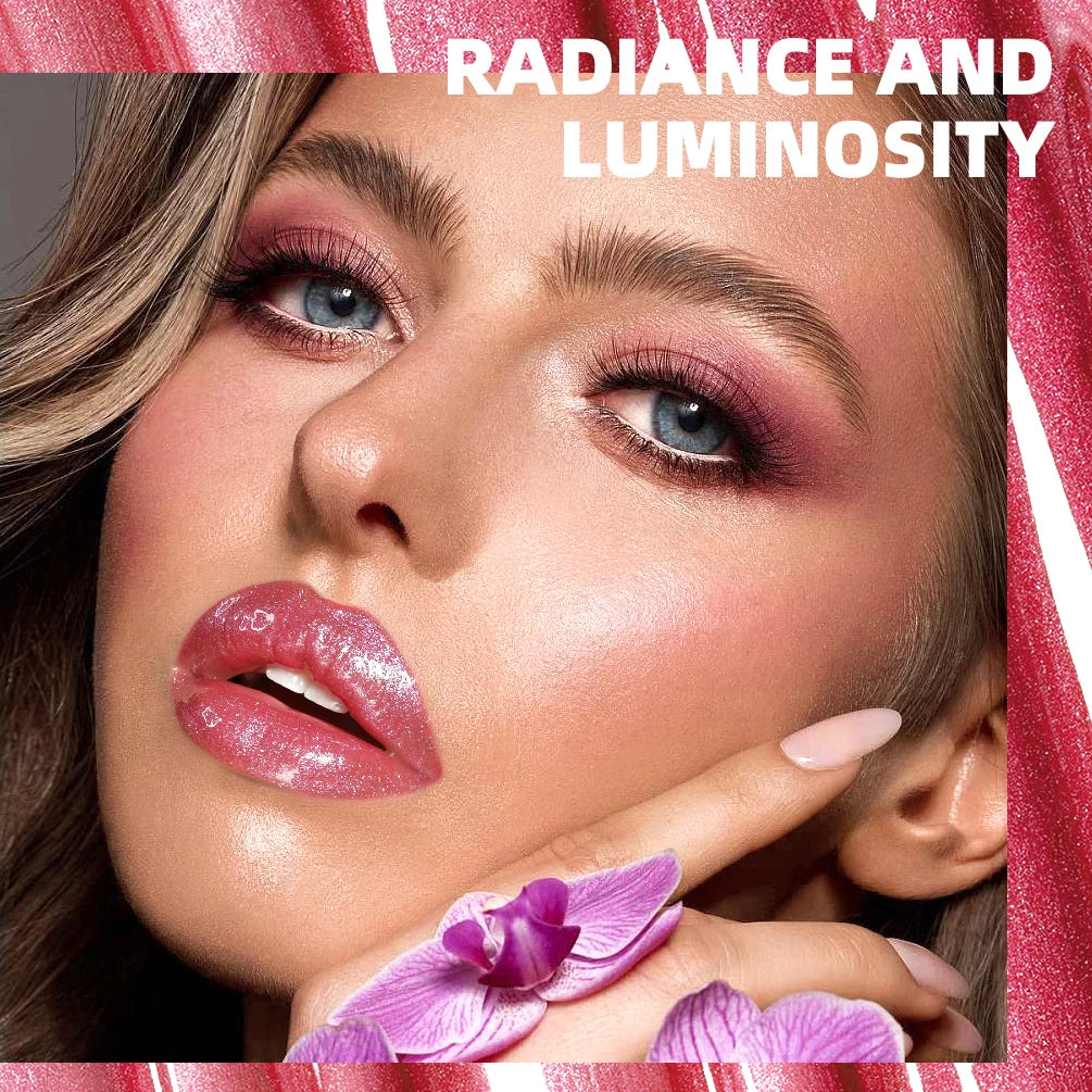 QIBEST Glitter Pearlescent Lipgloss Moisturizing Lasting Non-Stick Cup Shimmer Shiny Liquid Lipsticks Black Purple Lip Tint Qme
