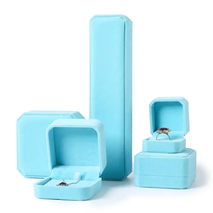 Velvet Jewelry Box - Storage Case for Rings Necklaces Bracelets Ring Box Gift Box Earring Holder Gift Box Necklace Organizer Qme TiffanyBlue PendaBox10X7