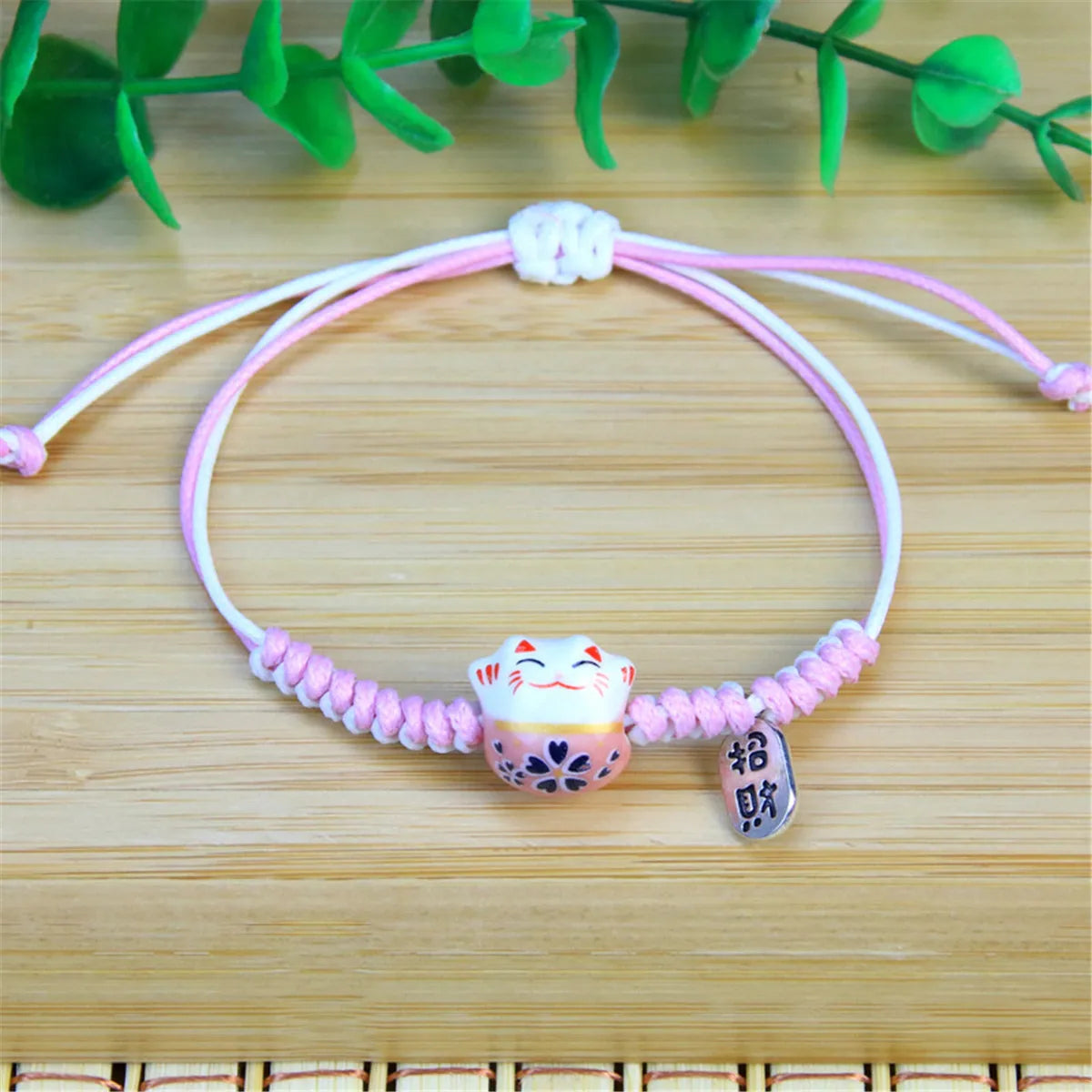 2023 Charm Versatile Lovely Cat Ceramic Woven Bracelet Couple Cute Japan Lucky Kawaii Pendant Rope Chain Jewelry Gift Wholesale Qme Style 4