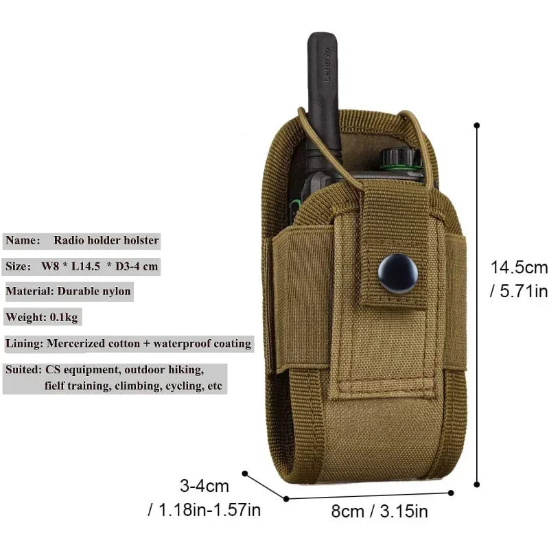 Portable Radio Walkie Talkie Holster, 1000D Tactical Molle Waist Bag Holder Pocket, Carry Bag for Hunting Camping Qme