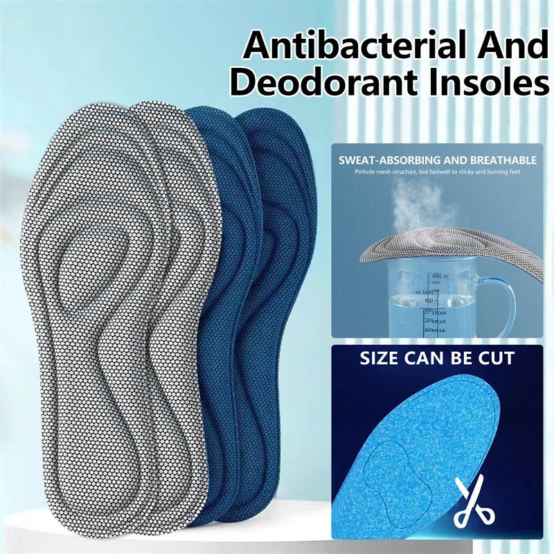 2pcs Soft Memory Foam Orthopedic Insoles For Shoes Antibacterial Deodorization Sweat Absorption Insert Sport Shoes Running Pads Qme