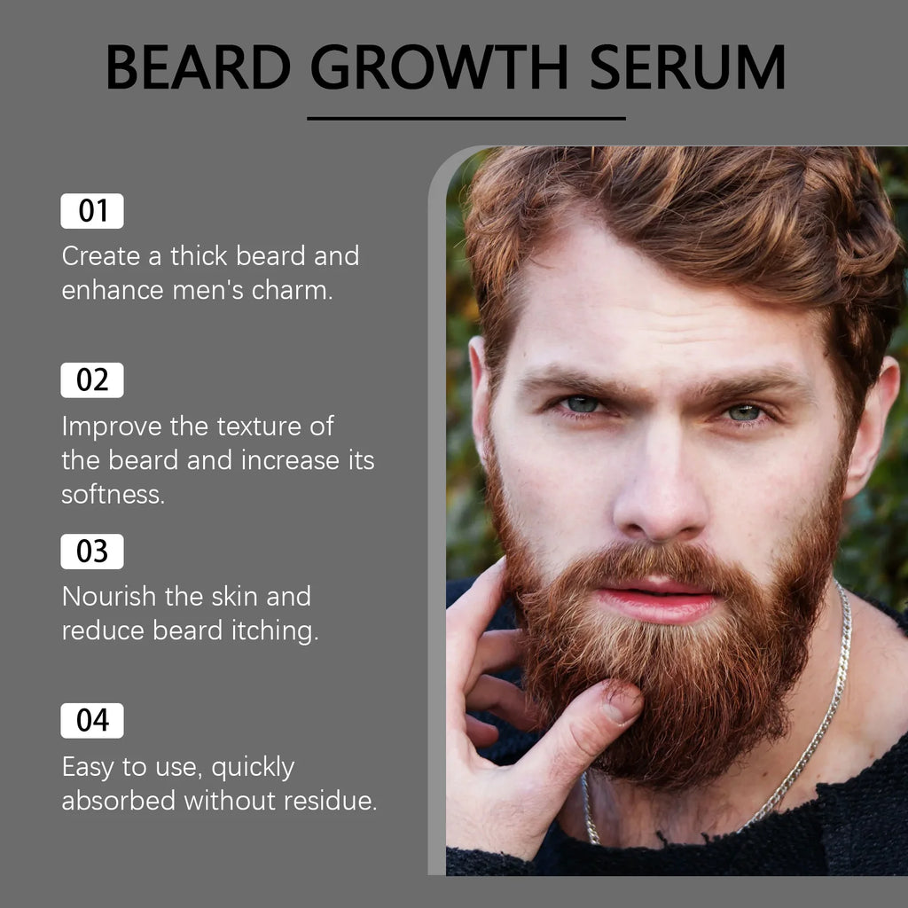 Beard Thickening Care Oil with Roller Ball 0.25mm Strengthen Hair Roots Nourishing Soften Beard Oil for Men Grooming Beard Care Qme