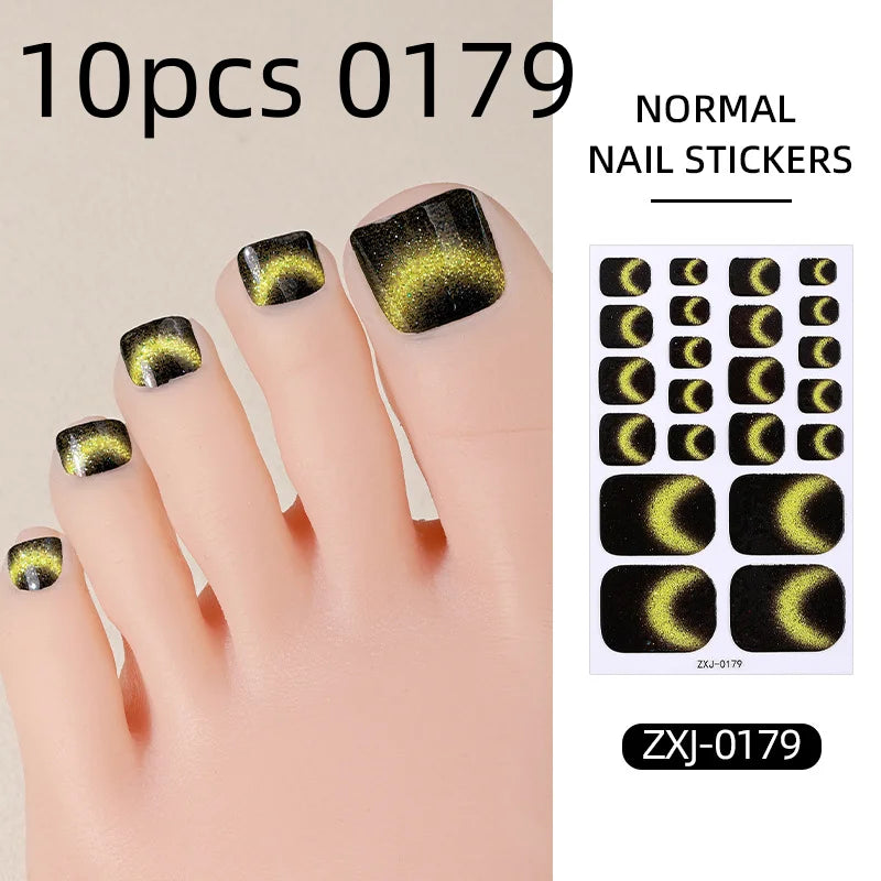 Cat Eye Style Nail Art Stickers Self adhesive Stickers For Toe Nails Full Cover Toenail Polish Stickers DIY Foot Decals Qme 10pcs 0179