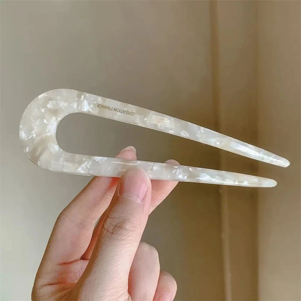 U Shaped Hair Stick Vintage French Hair Pin Women Acetate Hair Accessories DIY Retro Hairstyle Tool New Hair Clips 2025 New Qme type1