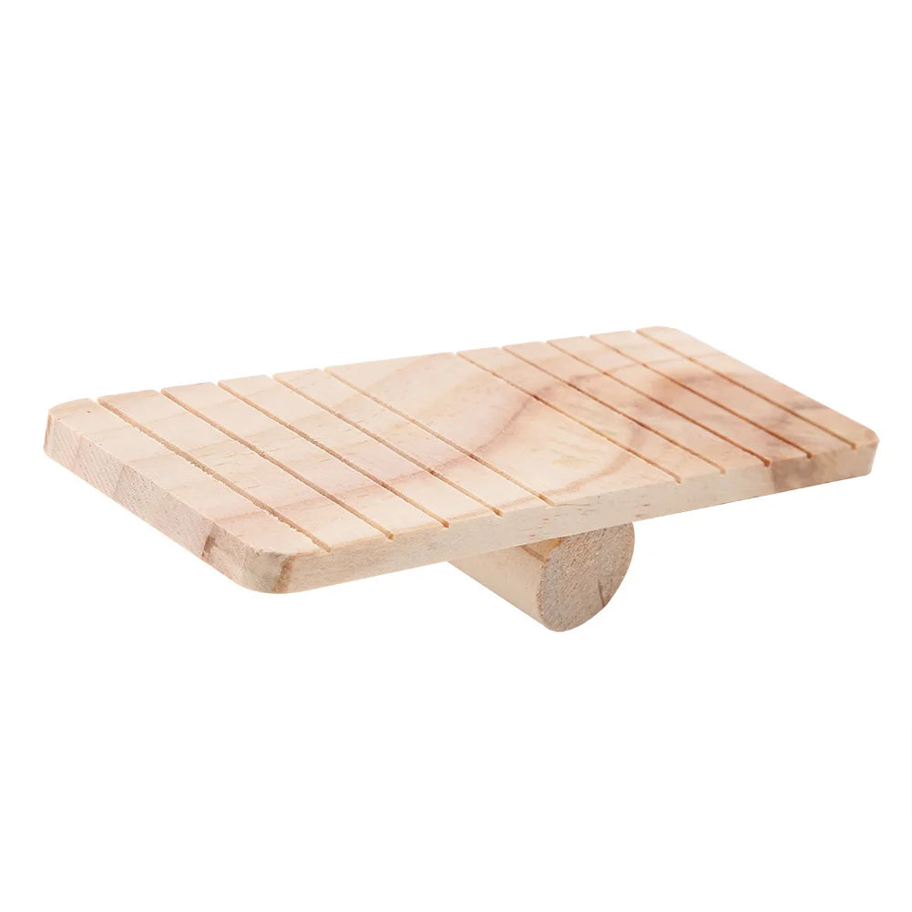 Small Pet Wooden Seesaw Bridge Hamster Toy Natural Wood Play Platform for Hamster Gerbil Mouse Guinea Pig Cage Accessories Qme Default Title