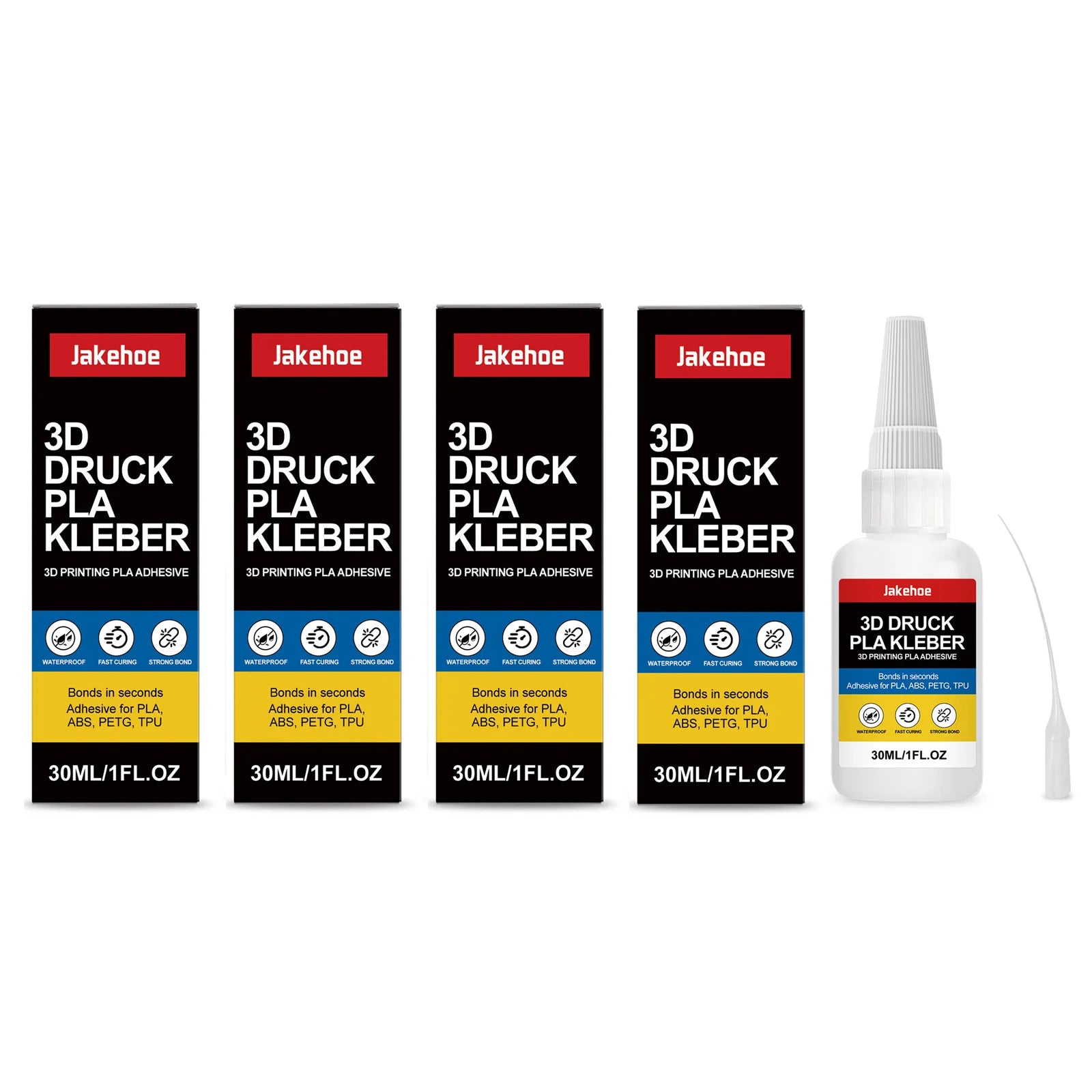 3D Printing Adhesive Waterproof Fast Curing Strong Bond Sturdy Durable Non-irritating Easy to Use Suitable for Various Materials Qme 4 x 30ml Boxed