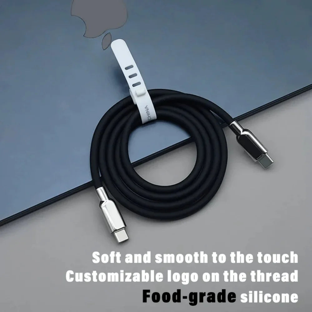 240W PD Fast Charge Dual Type-C Cable Usb C to C Liquid Silicone Flexible Charger Line for iPhone 16 Huawei Mate 60 Samsung S24 Qme