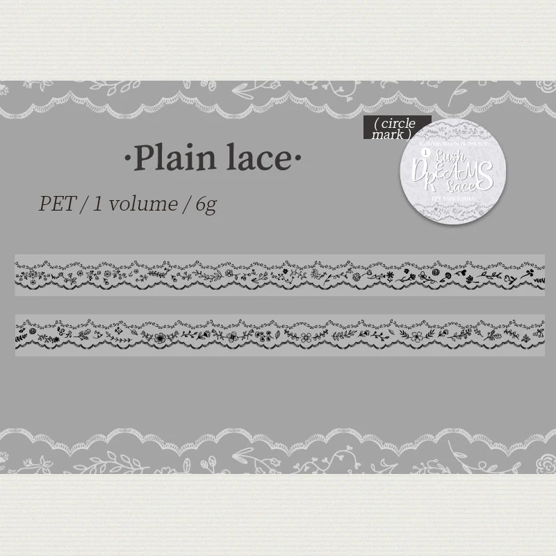 1 Roll Floral Lace Border Theme PET Decorative Washi Tape for DIY Journal, Photo Frame Collage, Scrapbook Material Qme 1