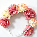 Romantic Floral Headband Wreaths Garland Elegant Artificial Flower Qme Pink