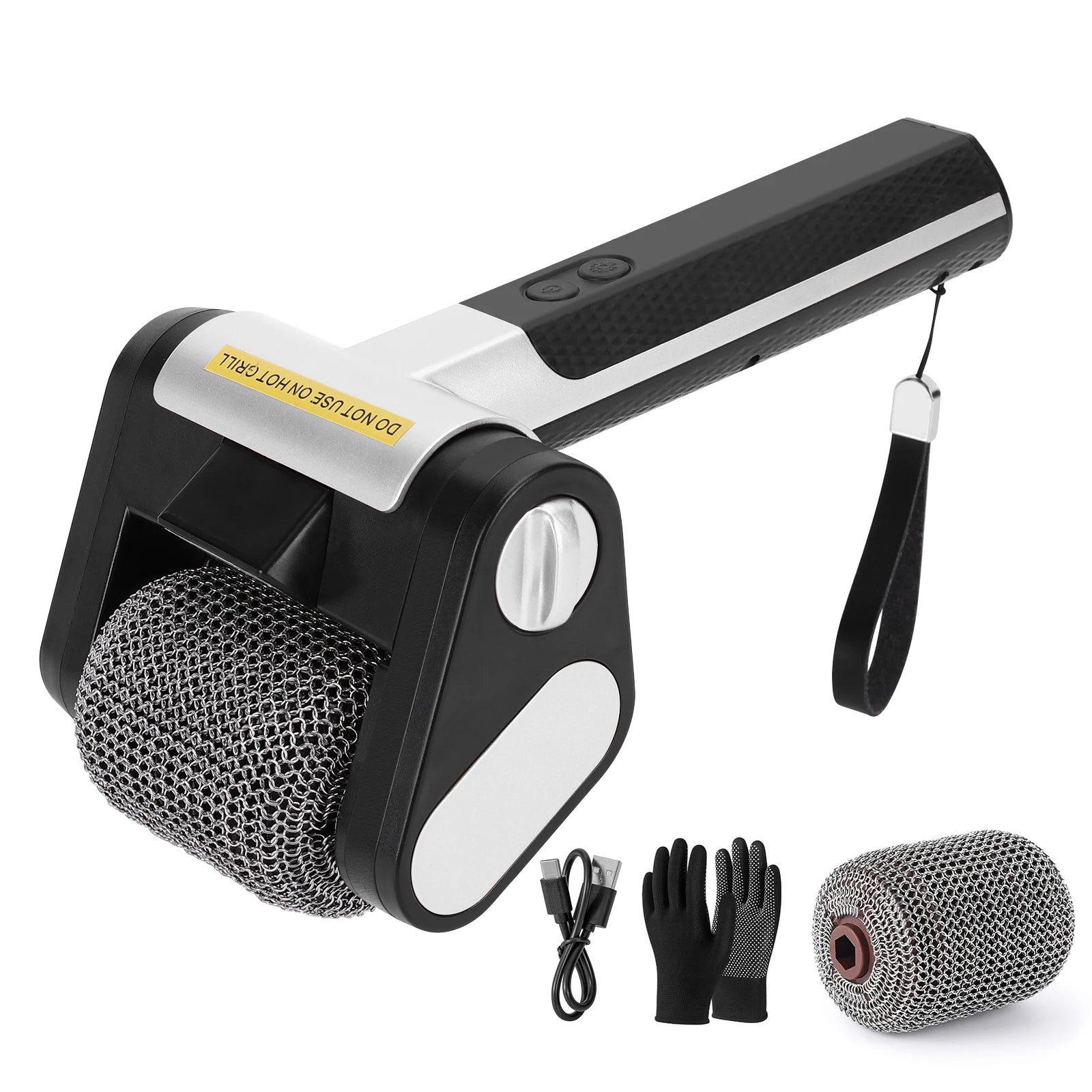 Bristle-Free Rotating Grill Brush Rechargeable Stainless Steel Grill Brush 350 RPM Rotating Dishwasher Brush Outdoor BBQ Tools Qme Style E