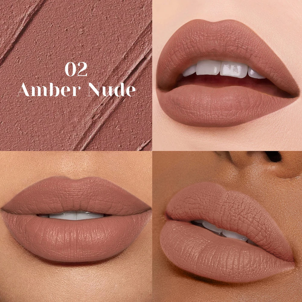 Matte Nude Lipstick Smooth Texture Long-lasting Water Resistance No Qme 02