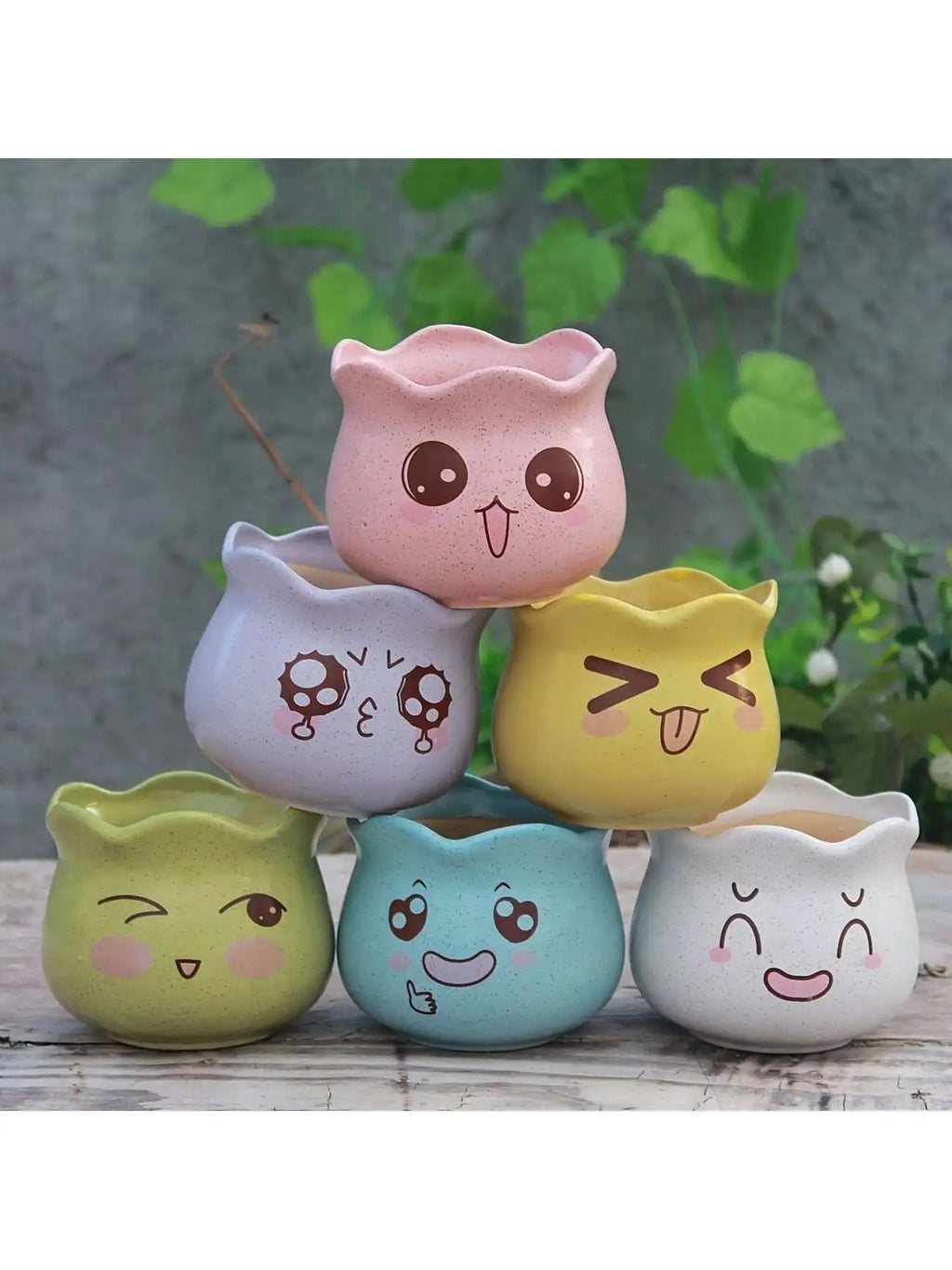 Cartoon Cute Ceramic Flower Pots Succulent Plant Pot Drainage Hole Qme