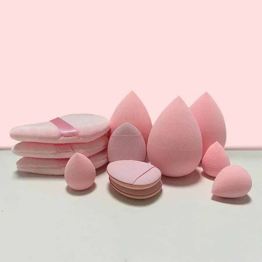 11 Cosmetic Puff Makeup Sponge Blender Beauty Egg Foundation Sponges Qme 12Pcs Pink
