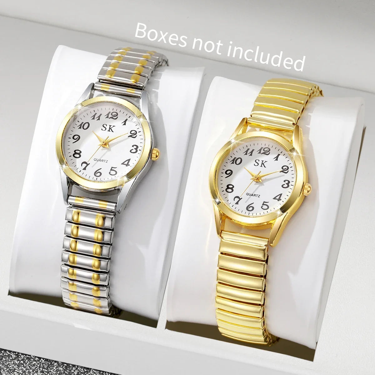 Middle aged and elderly watches, men's large digital dial, women's watch, steel strip spring, elastic band, elderly watch Qme