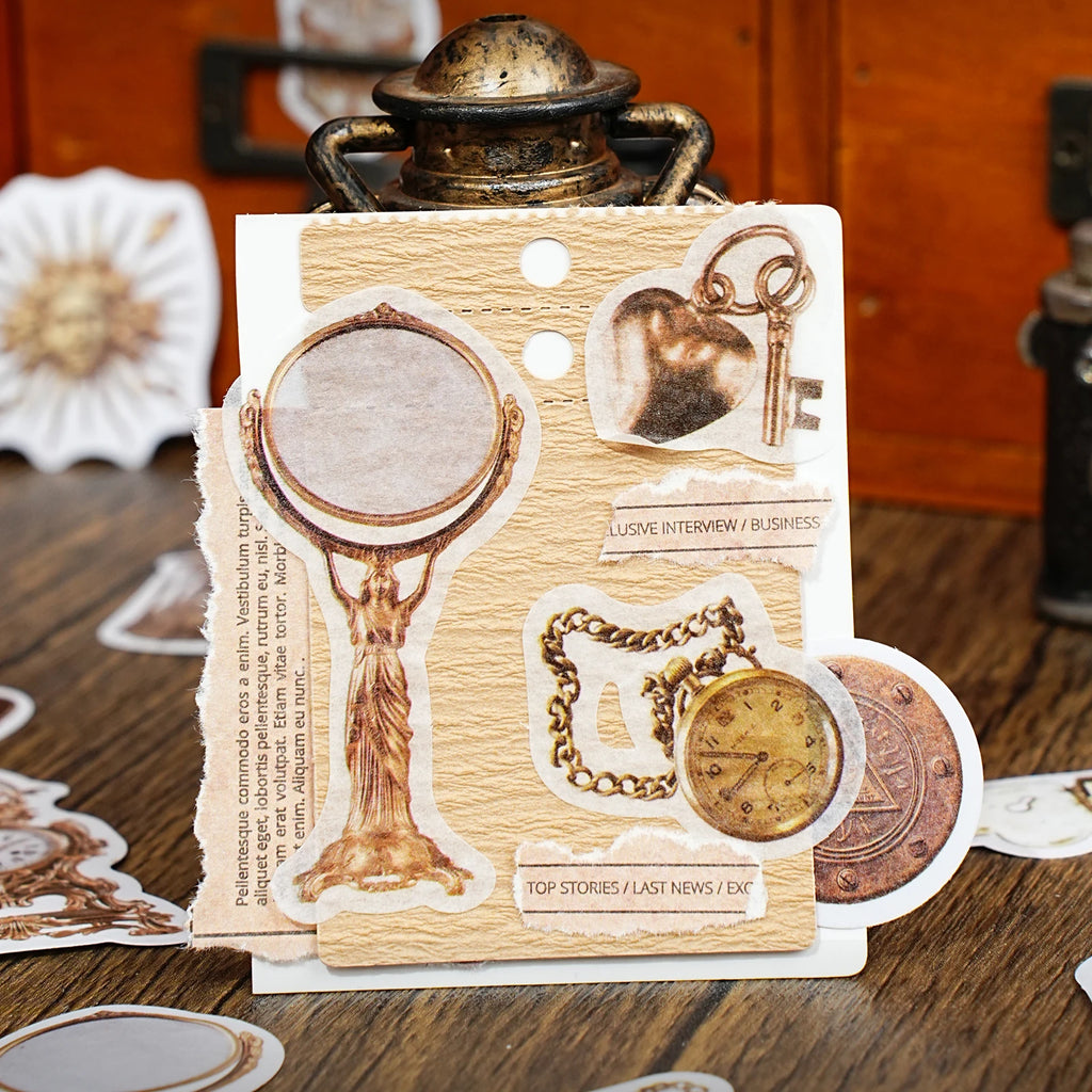 50 Sheets/Bag Vintage Retro Steampunk Birds Stickers Pack DIY Scrapbooking Journal Decals for Phone Case Notebook Decoration Qme