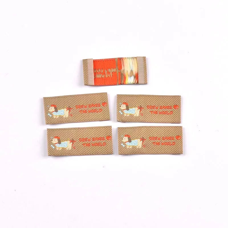 30pcs 44x20mm Cartoon Dog Cat Fabric Labels Cute Woven Clothing Tags for DIY Headwear/Clothing/Shoes/Bags cp3840 Qme 44x20mm-1