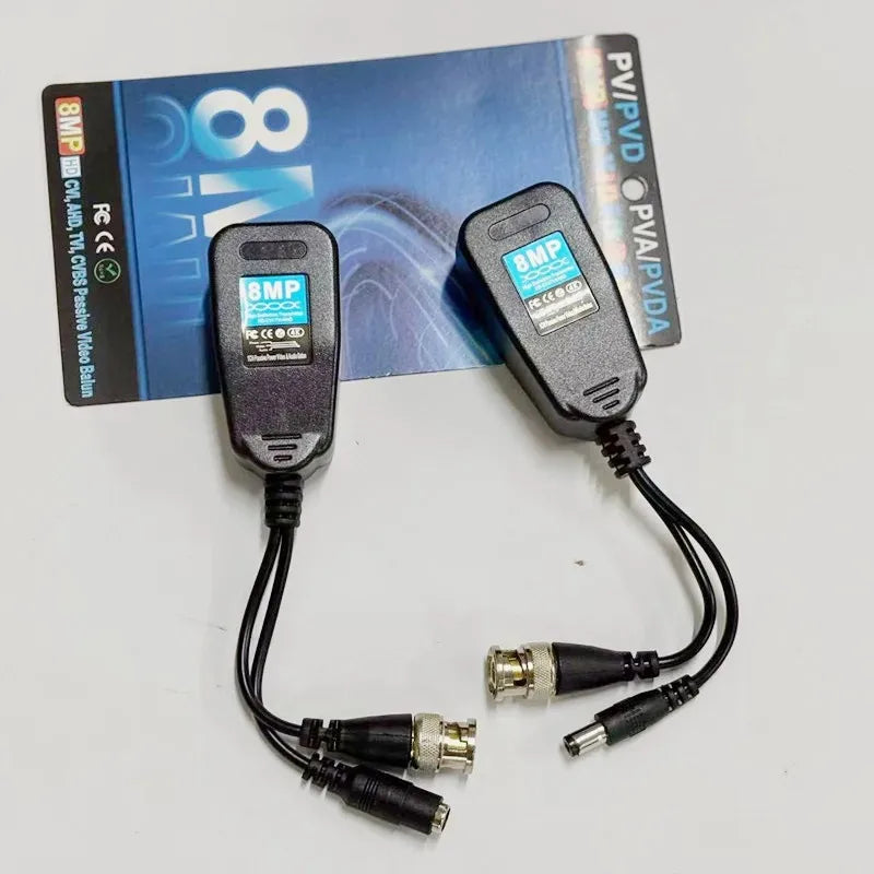 3 pairs 8MP Surveillance PV Power Video 2-in-1 Twisted Pair Transmitter Coaxial Analog BNC to RJ45 Ethernet Cable Qme