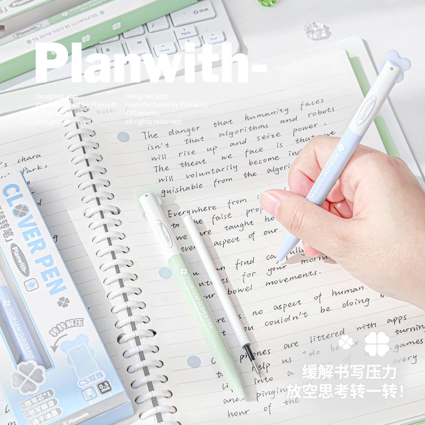 TIANZI Needle Type Gel Ink Pens Blue/Green 0.5mm Liquid Ballpoint Pen Students Stationery School Office Writing Tool Qme