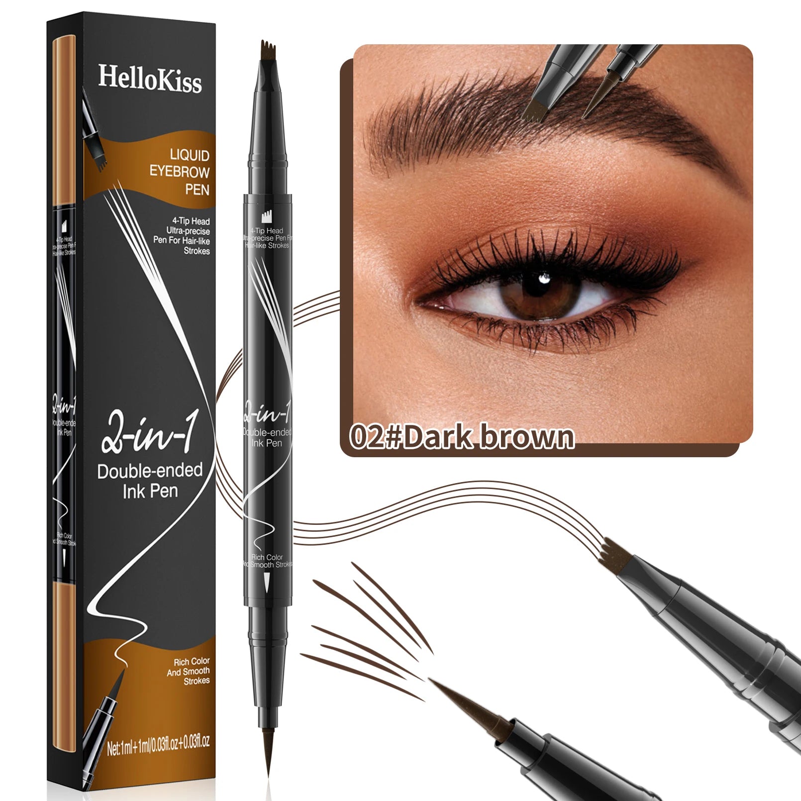 4 Point Eyebrow Pencil Waterproof Liquid Eyebrow Pen Makeup Long Lasting Cosmetic Microblade Brow Pencil Qme 9706-2