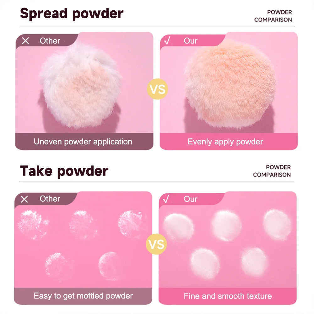 ROCK SWEET Mini Flocked Thumb Powder Puff Two Small Loose Setting Qme