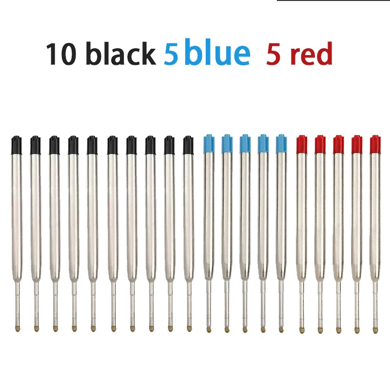 5-30pcs L:3.9 In Ballpoint Pen G2 Metal Refills Blue/Black/Red Ink for Pens Medium Point Rods for Writing Office Stationery Qme 10black 5blue 5red