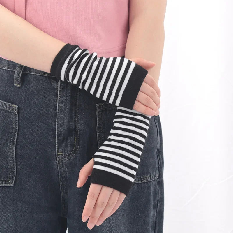 Anime Women Short Fingerless Gloves Cosplay Mitten Unisex Oversleeve Qme