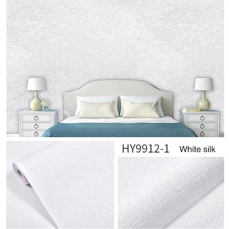 Silver Silk Wallpaper Embossed Self Adhesive Removable Vinyl Peel Qme White silk 10mx45cm