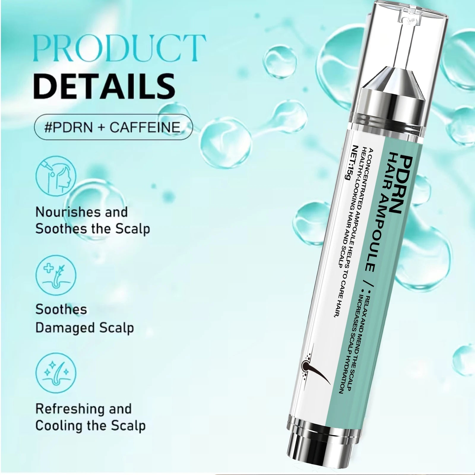 Hair Ampoule with Keratin & Biotin, Deeply Moisturizes & Repairs Hair, Increases Scalp Hydration for Healthy-Looking Hair. Qme