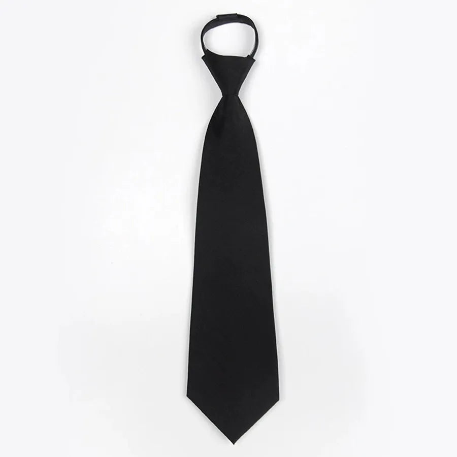 Solid Color Bright Color Tie Zipper Tie Short Style Convenient Uniform Accessories College Style Daily Tie Multi-color Tie Qme POLYESTER Black
