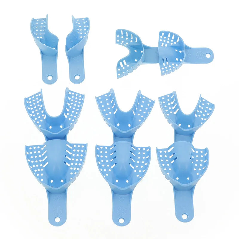 10pcs disposable dental trays impression uperization reuse Dental materials Top bite plastic dentistry materials Qme Blue 10-piece set (n