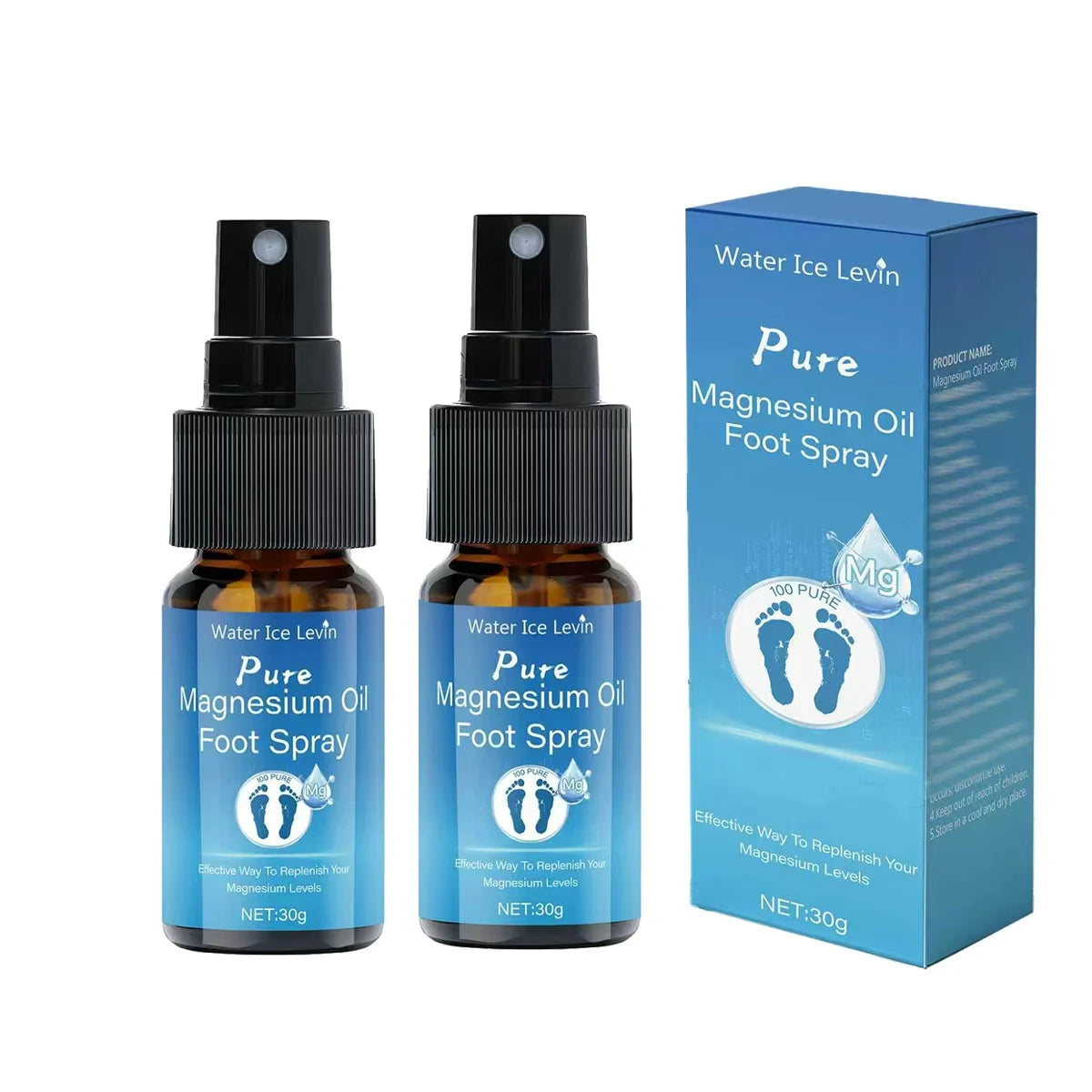 Pure Magnesium Oil Foot Spray with Vitamin E - Moisturizing, Fast-Absorbing Foot Care for Elastic, Smooth Skin Qme WHITE 30g