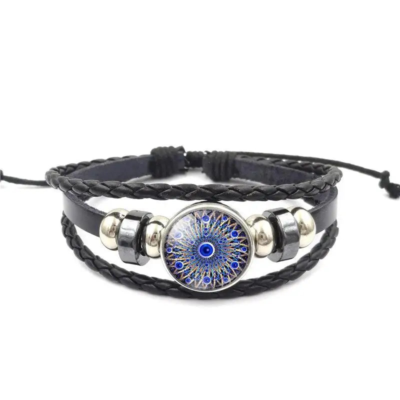 Handmade Woven Leather Multilayer Bracelet Bangles For Women Men Vintage Jewelry Gift Qme A7