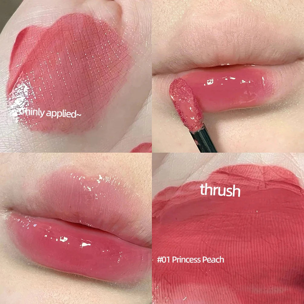 Jelly Lip Gloss Long-Lasting Sexy Red Lip Glaze Colored Moisturizing Lipstick Mirror Water Lip Tint Korean Beauty Lips Makeup Qme 1