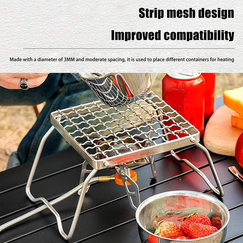 Outdoor Stainless Steel Camping Grill Portable Foldable Mini Rack Qme